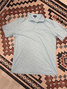 Peter Millar Light Blue Short-Sleeve Polo with Subtle Print